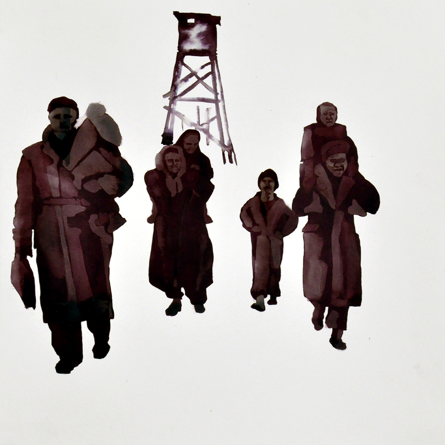 Migration-aquarelle on paper-50x50 cm III.-2015