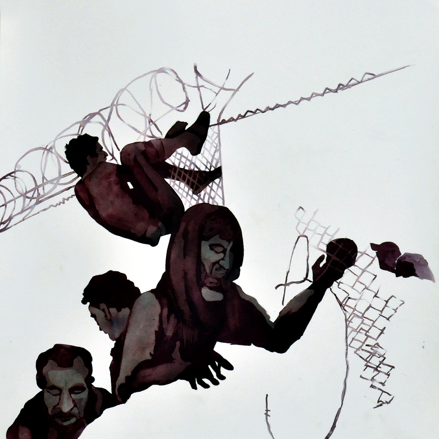 Migration-aquarelle on paper-50x50 cm X.-2015