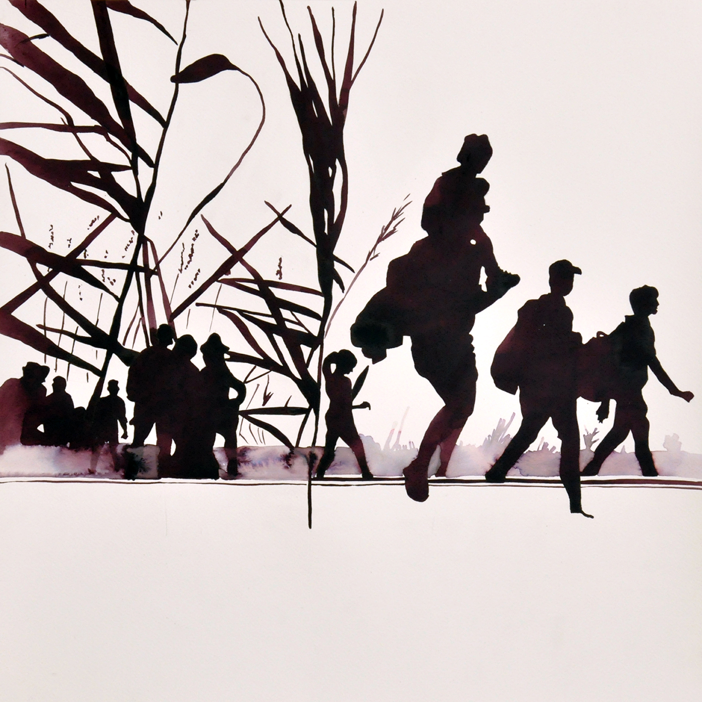 Migration-aquarelle on paper-50x50 cm XI.-2015